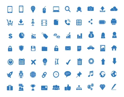 Blue Minimalist Web and Business Icon Set