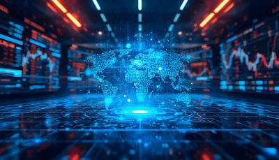 Global Crypto Economy and Digital Currency Network Wireframe