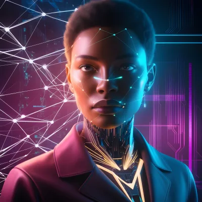 Futuristic AI and Biometric Face Recognition Technology Concept