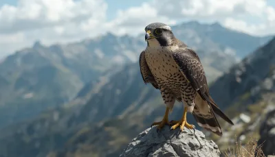 Peregrine Falcon Perched on a Mountain Peak