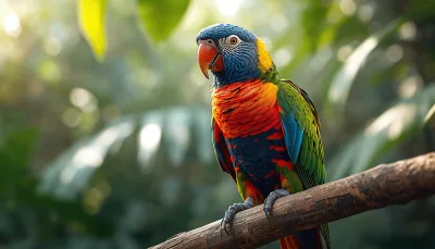 Rainbow Lorikeet Perched on a Tree Branch