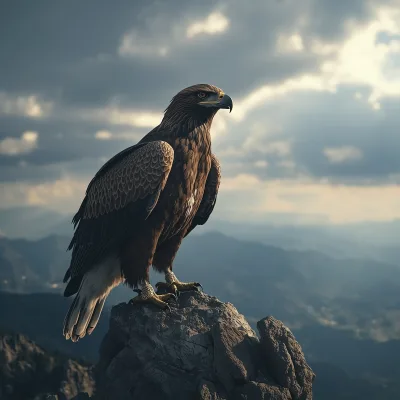 Majestic Golden Eagle Perched on a Mountain Peak