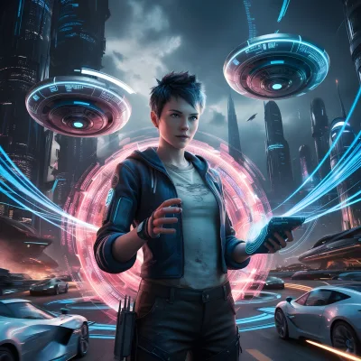 Sci-Fi Tech UI Screen With Neon Purple Circuitry