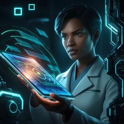 AI Core Concept With Glowing Microchip Circuit Tablet