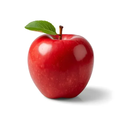 Fresh Red Apple with Green Leaf