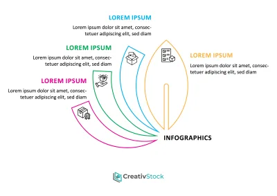 4 Steps Creative Leaf Infographic Template