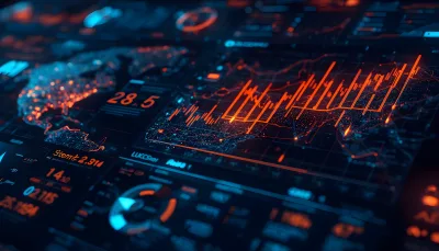 Dark Futuristic Cyber Dashboard for Economic Data and Stocks