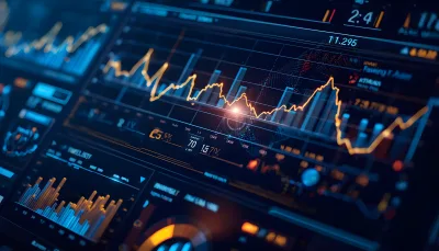 Futuristic Stock Market Candlestick Graph and Financial Chart